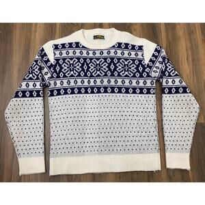 VTG Women Alps Nordic Fair Isle snowflake crewneck graphic pullover sweater L